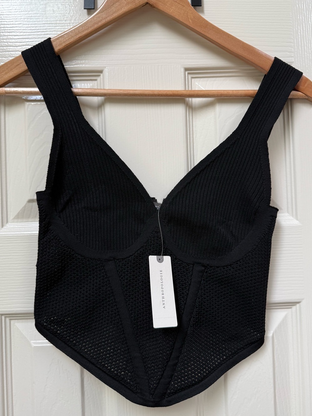 Anthropologie Sleeveless V-Neck Cropped Sweater Tank NWT Zip Back Size XXS